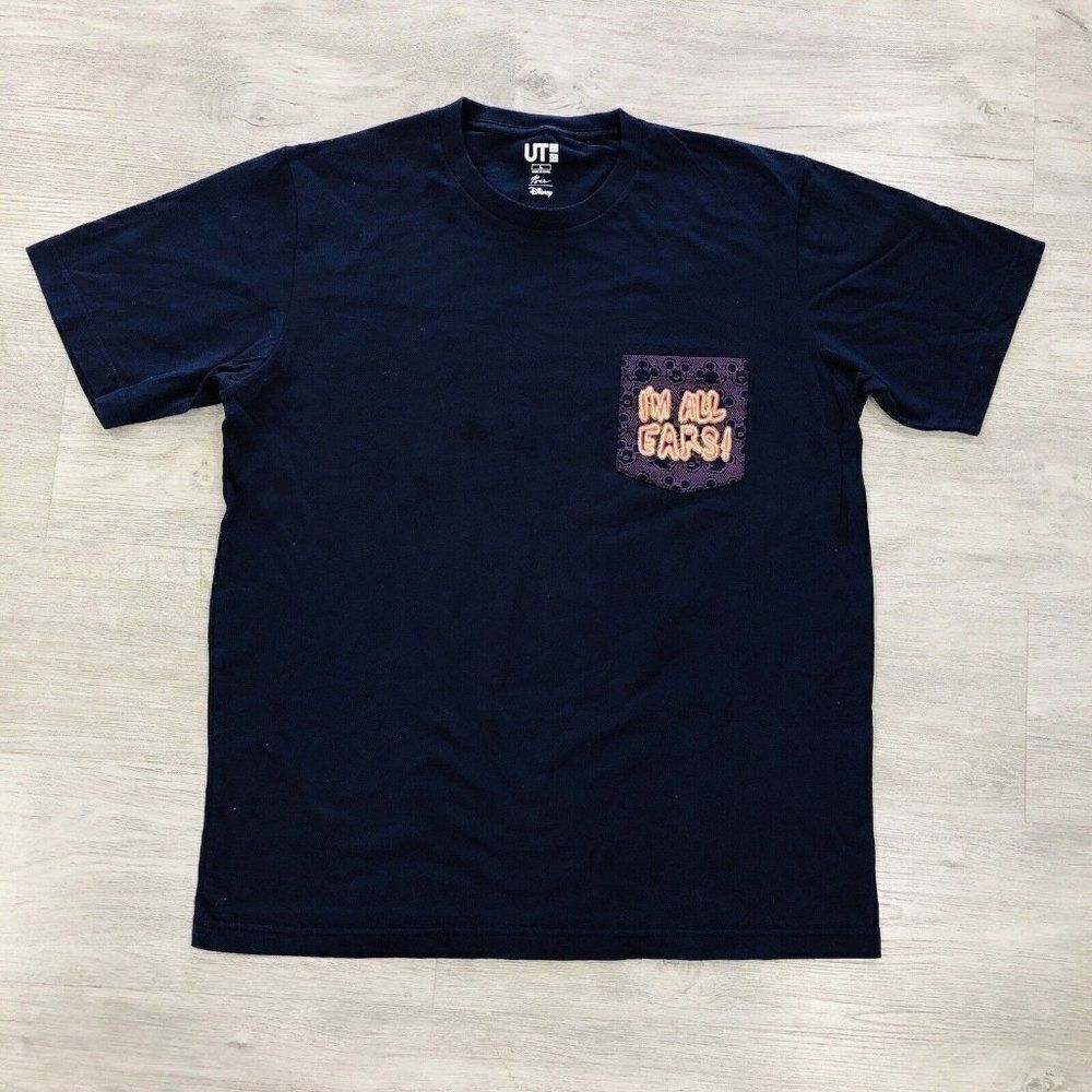 Uniqlo UT Mickey Mouse Disney Graphic T-shirt Adult Sz L Navy Single Pocket